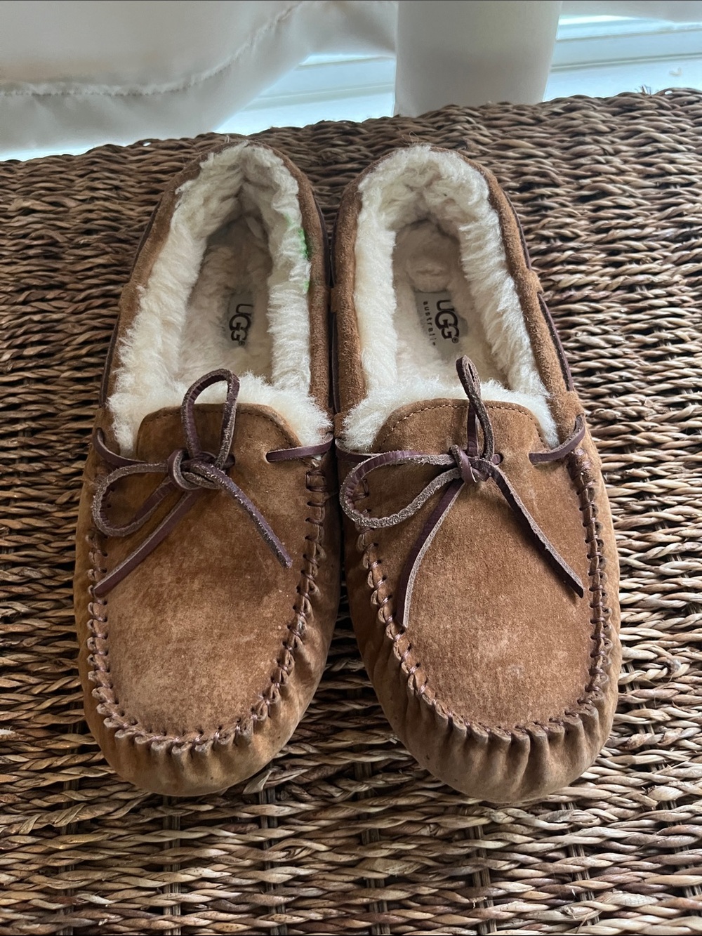 Women’s UGG Chestnut Suede Moccasin Slippers with Shearling